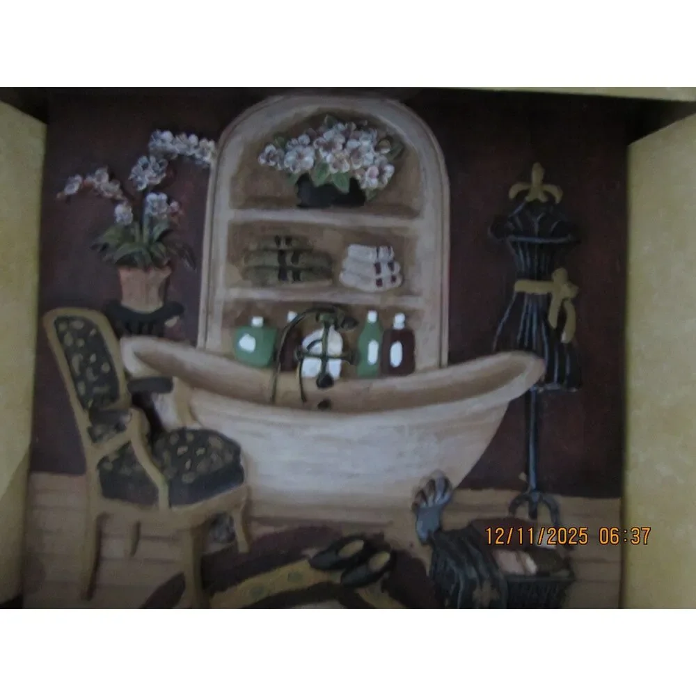 Winterle Olson 3D set of 2 bathroom plaques footed tub vanity sink new Orleans